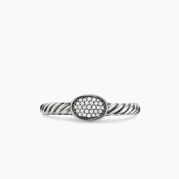 David Yurman Cable Collectibles Oval Stack Ring Sterling Silver Pavé Diamonds - Picture 4 of 15